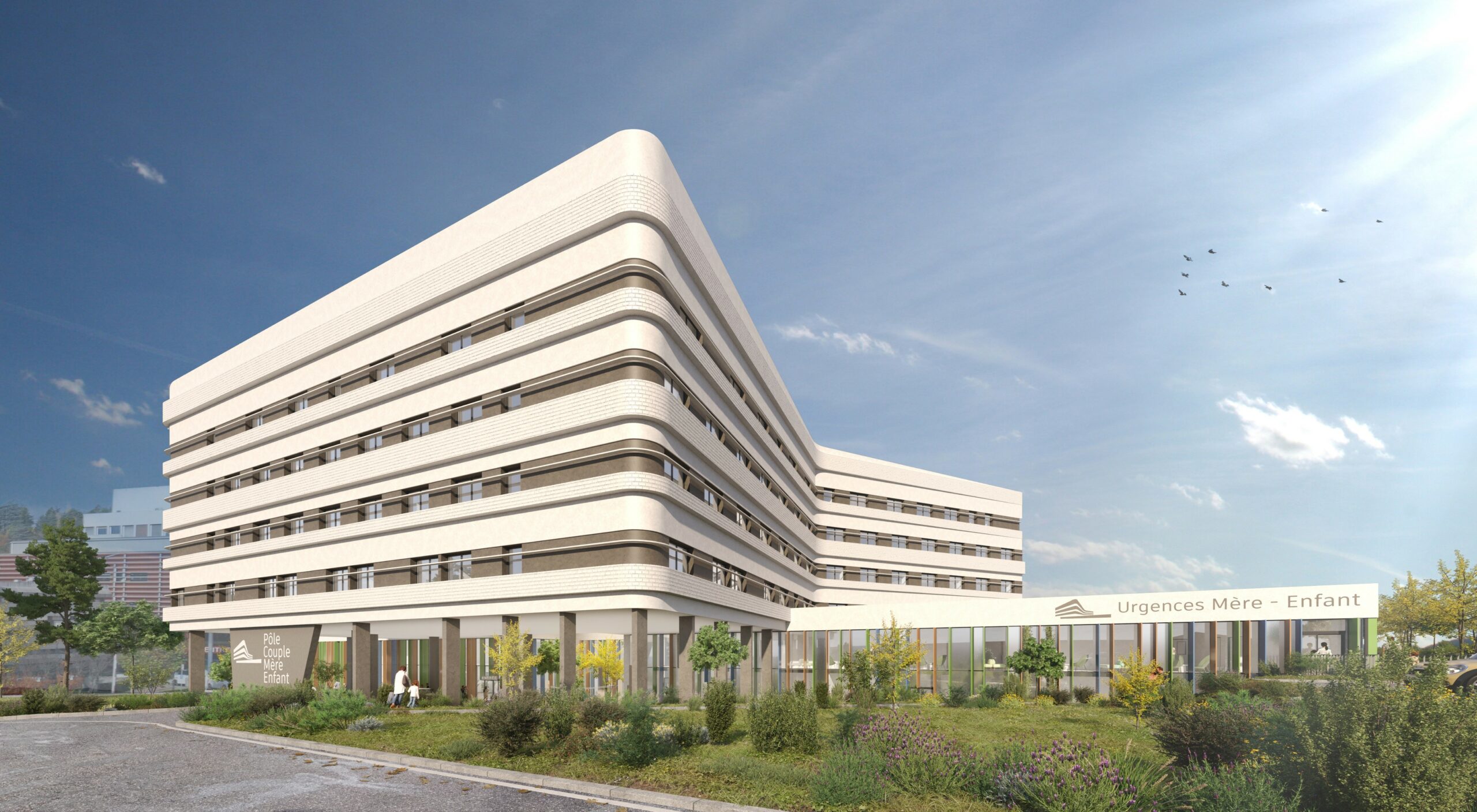CHUSE – Bâtiment Femmes Mères Couples Enfants , Saint-Priest en Jarez (42), Chabanne Architecte,  14 500 m²